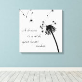 夢はタンポポを作るハート キャンバスプリント (インサイチュ (ウッドフロア))