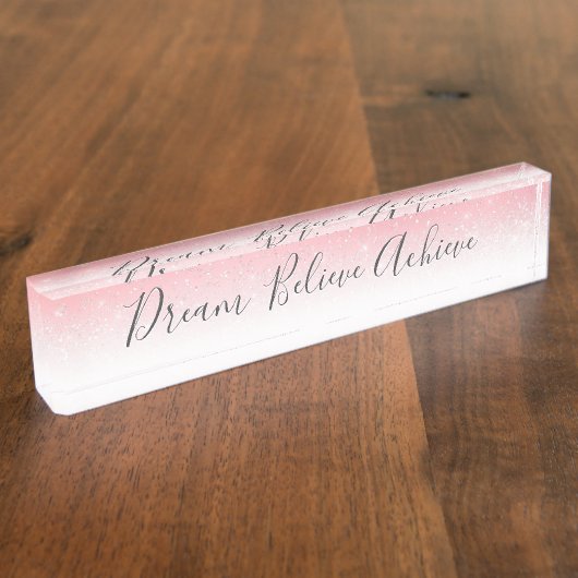 夢はピ信じックやる気を起こさせる・シルバー デスクネームプレート (側面)