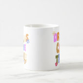 「夢は叶う」インスピレーションをもたらす花のタイポグラフィ コーヒーマグカップ (中央)