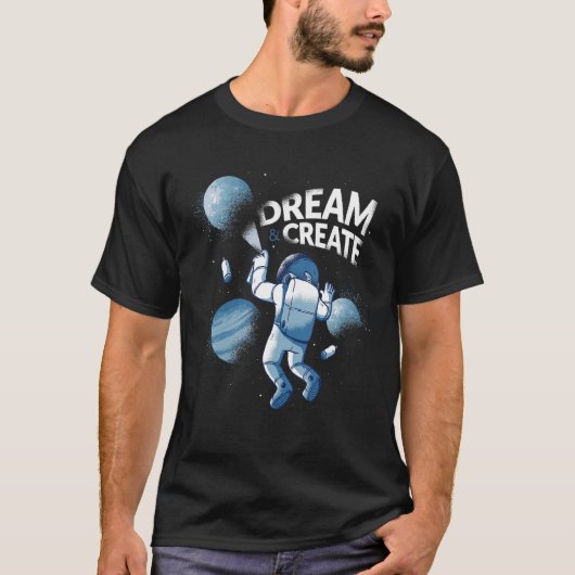 夢は宇宙飛行士絵を描アストラル宇宙を作りスパ Tシャツ (正面)