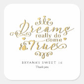 夢は本当に真の来金ゴールド好意ステッカーを行う スクエアシール (正面)