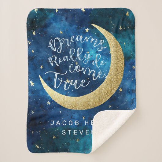夢は本当に真来の月と星のベビー名を行う シェルパブランケット (正面)