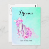 夢は水来色の真のバレエのスリッパ ポストカード (正面/裏面)