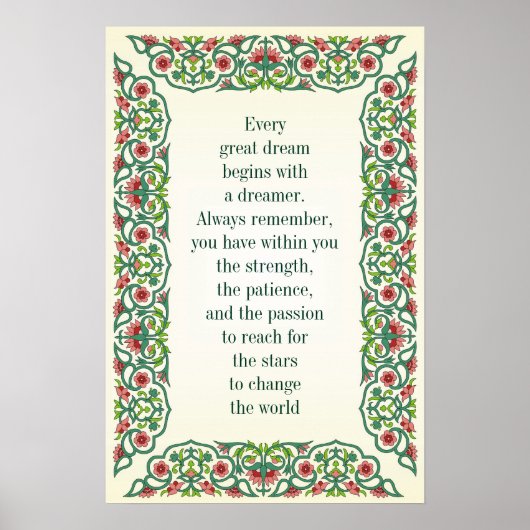 夢は素晴らし必ず夢想家の引用文から始まる ポスター (正面)