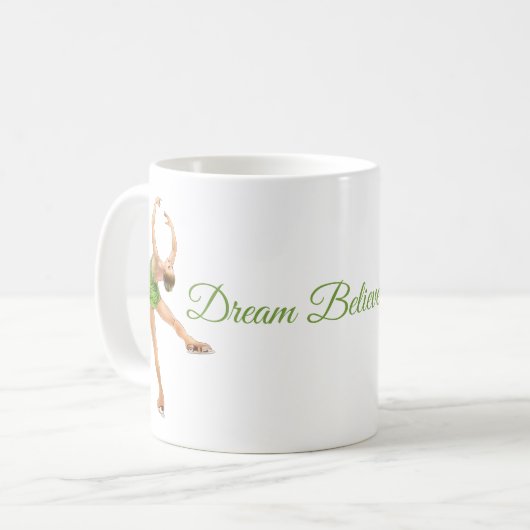 夢は達成しますフィギュアスケート選手のマグを信じます コーヒーマグカップ (正面左)