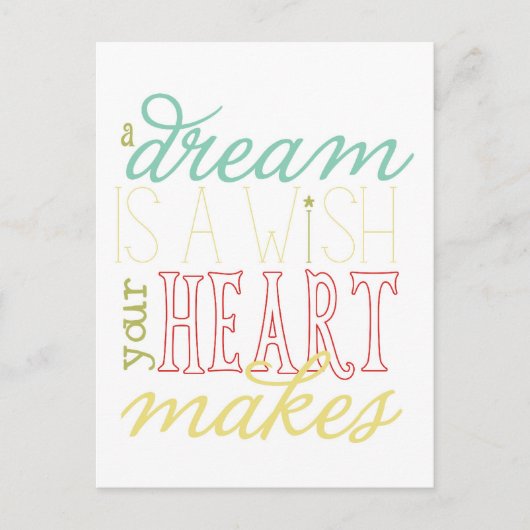 夢は願いのポストカード – 赤いアクアイエローグリーン ポストカード (正面)