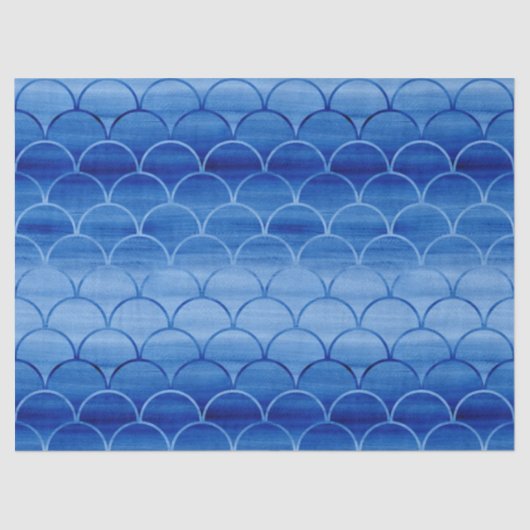 夢みるようで青く色彩の鮮やかなファンはパターンを形づけます 薄葉紙 (正面)