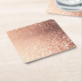 夢みるようなばら色の金ゴールドのグリッター-モモGlittereffect スクエアペーパーコースター (アングル)