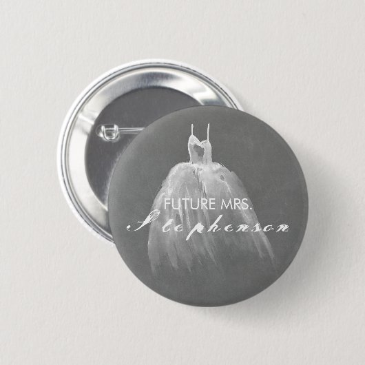 夢みるようなブライダルシャワーのヴィンテージの婚礼衣裳 缶バッジ (正面&裏面)