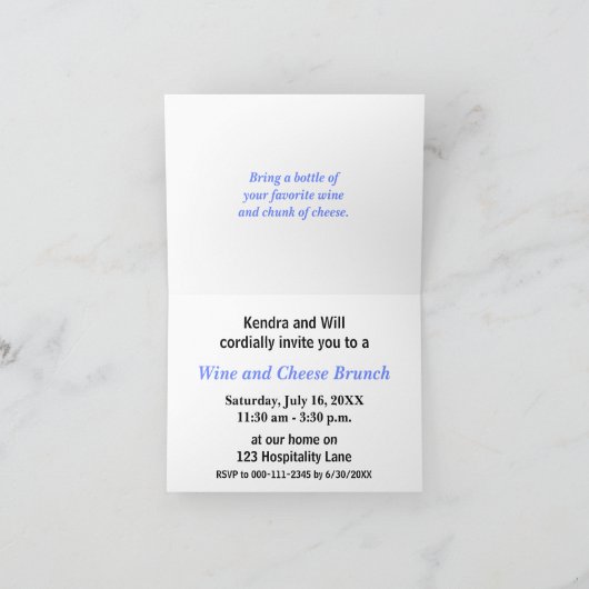 夢みるようなマゼンタおよび青の広がり 招待状 (内部)