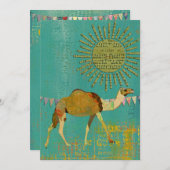 夢みるようなラクダのベビーシャワーの日光のティール(緑がかった色)の招待状 招待状 (正面/裏面)