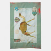 夢みるようなラクダのモノグラムTurqoise及び白いタオル キッチンタオル (縦)