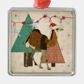 夢みるようなラクダの星明かりの夜オーナメント メタルオーナメント (正面)