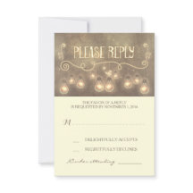 夢みるような電球お洒落な結婚RSVPカード