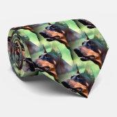 夢みるような（犬）ドーベルマン・ピンシェルの顔の絵画 ネクタイ (ロール)