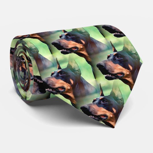 夢みるような(犬)ドーベルマン・ピンシェルの顔の絵画 ネクタイ (ロール)