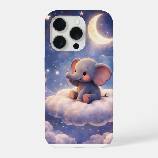 夢みる象と月 iPhone 15 Pro スリムケース iPhoneケース (裏面)