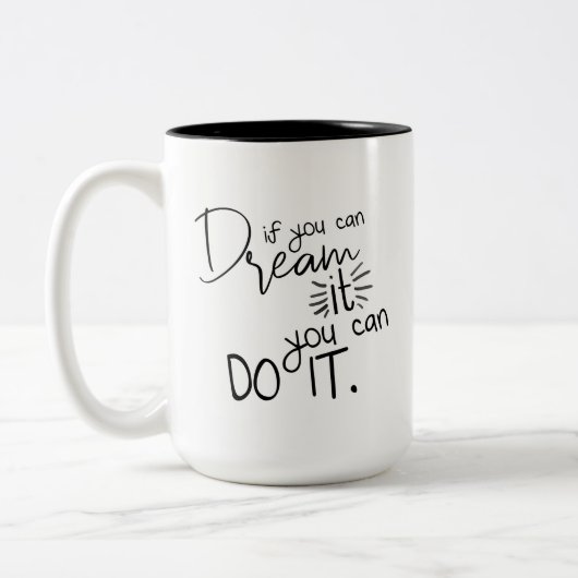 夢もしを見てもできる引用文 ツートーンマグカップ (左)