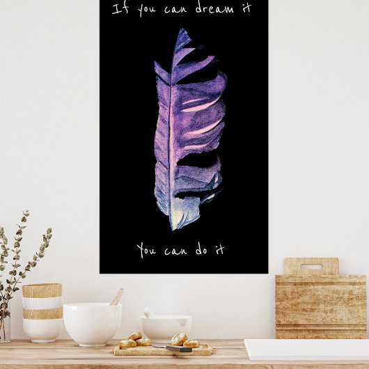 夢もしを見れば夢を見る羽毛引用文 ポスター (キッチン)