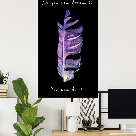 夢もしを見れば夢を見る羽毛引用文 ポスター (ホームオフィス)