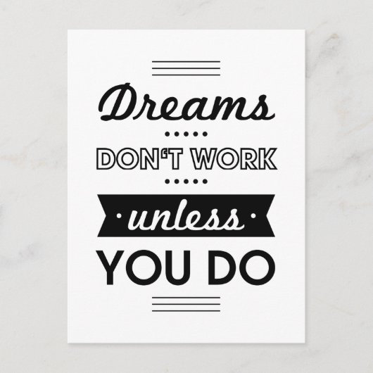 夢やる気を起こさせると仕事に関する言葉 ポストカード (正面)