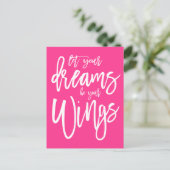 夢やる気を起こさせるは翼の白ピンク ポストカード (スタンド正面)