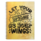 夢やる気を起こさせるを翼に任せる言葉 ノートブック (正面)