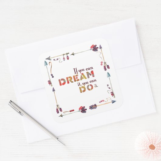 夢やる気を起こさせるを見るこもしとができる スクエアシール (封筒)