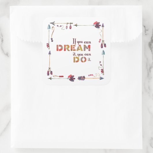 夢やる気を起こさせるを見るこもしとができる スクエアシール (バッグ)