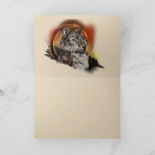 夢をとらえる狼の夢捕手~グリーティングカード カード (内部)