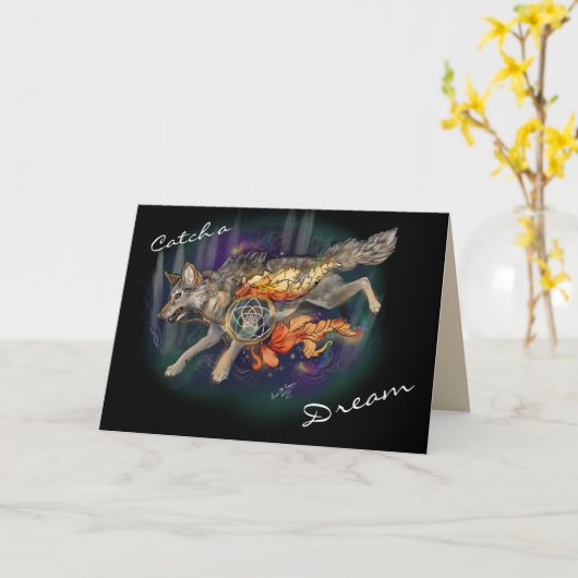 夢をとらえる狼の夢捕手~グリーティングカード カード (黄色い花)
