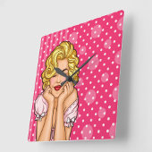 夢をポップ・アートの見るアートウーマン スクエア壁時計