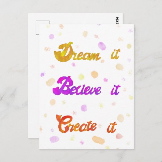 夢を信じ見てそれを作るやる気を起こさせる- ポストカード (正面/裏面)