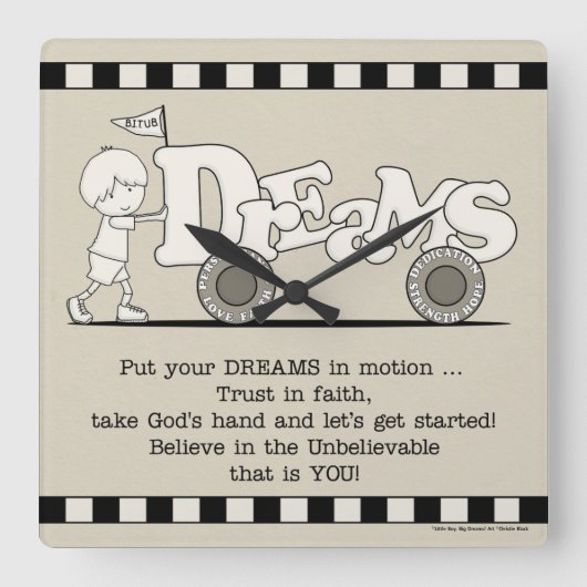 夢を動かす スクエア壁時計 (正面)