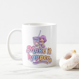 夢を叶えるタピオカティーのちびガール - "叶える"  コーヒーマグカップ
