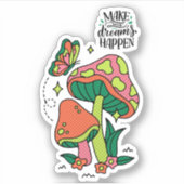 夢を実現させる |カラフルマッシュルーム シール (正面)