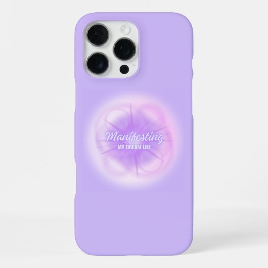 夢を現実に輝くパープルオーラ グロッシー iPhoneケース (裏面)