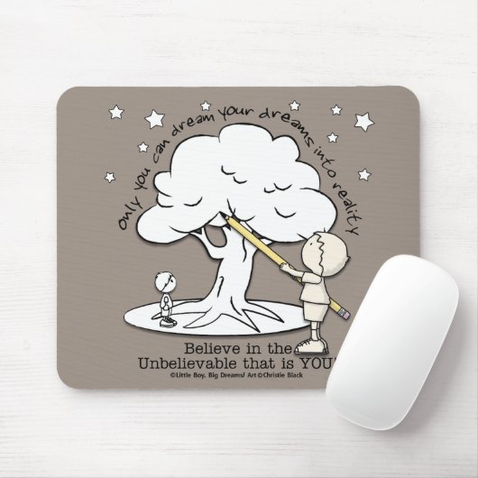 夢を現実に – 小さな男の子、大きな夢のロゴ マウスパッド (マウス)