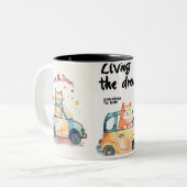 夢を生きるぽっちゃりした猫マグ» ツートーンマグカップ (正面左)