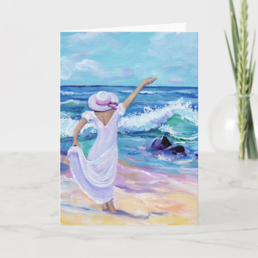 夢を生きるビーチアロハグリーティングカード カード (正面)