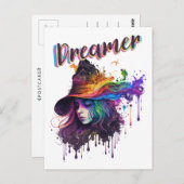 夢を織りなす魔法のカラー 女性 ポストカード (正面/裏面)