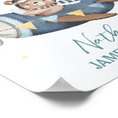 夢を羽ばたかせよう かわいいクマ 飛行機 ブルー ポスター (角)