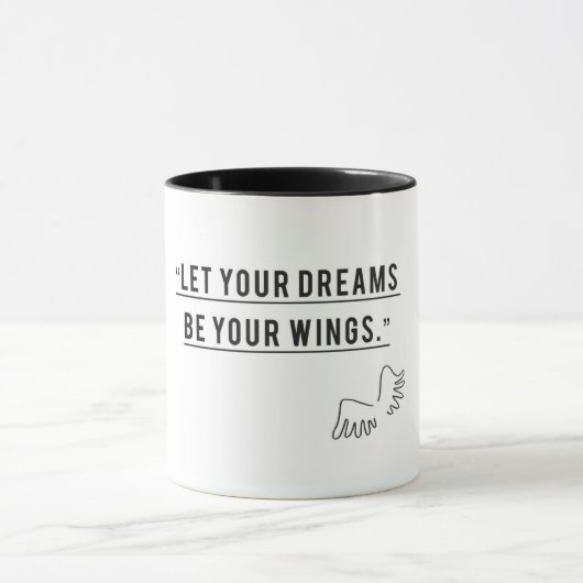 夢を翼に任せろ – 感動的コーヒー マグカップ (中央)