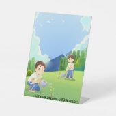 夢を自然に育てよう – Garden Pedestal Sign. 台座サイン (正面)