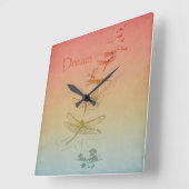 夢を見るトンボ スクエア壁時計 (傾斜)