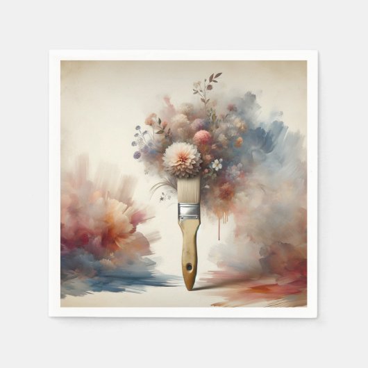 夢を見るペイントブラシ花束 スタンダードカクテルナプキン (正面)