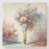 夢を見るペイントブラシ花束 ストーンコースター (正面)