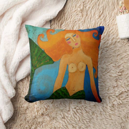 夢を見るマーメイド抽象芸術アート クッション (ブランケット)