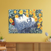 夢を見る女性顔花詳細プリント キャンバスプリント (インサイチュ (リビング))