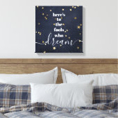 夢を見る愚か者へ金ゴールド星型海軍 キャンバスプリント (インサイチュ (寝室))